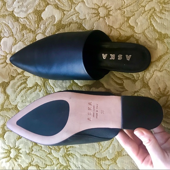 ✨ Aska Black Slip-On Pointed Toe Lee Flats - Picture 8 of 10